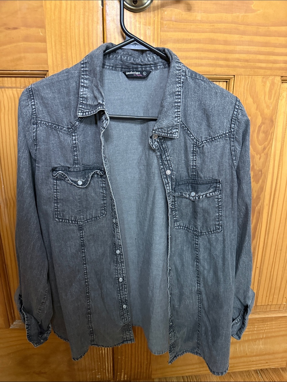 indulge Men's Washed Gray Denim-Style Shirt Jacket